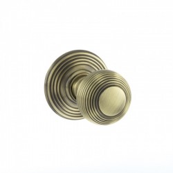 Old English Ripon Reeded Mortice Knob Antique Brass