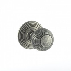 Old English Ripon Reeded Mortice Knob Distressed Silver