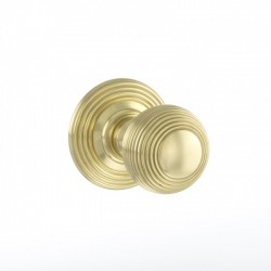 Old English Ripon Reeded Mortice Knob Polished Brass