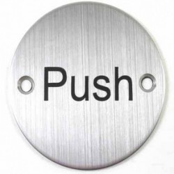 76mm PUSH Sign Satin Stainless Steel