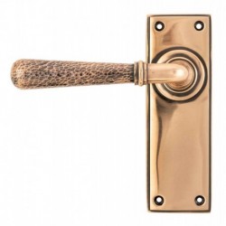 From The Anvil Polished Bronze Hammered Newbury Lever Latch Set