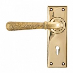 From The Anvil Aged Brass Hammered Newbury Lever Lock Set