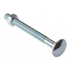 M12 x 75mm Dome Head Carriage Bolts c/w 1 Nut Zinc Plated