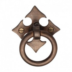 Solid Bronze Fleur-De-Lys Cabinet Ring Drop Pull