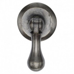 White Bronze Rustic Cabinet Drop Pull On Round Plate