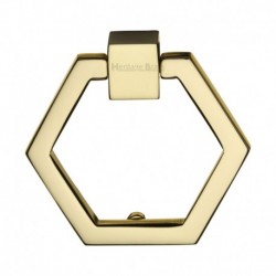 Heritage Brass Cabinet Drop Pull Hexagon Design 51mm Polished Brass finish