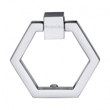 Heritage Brass Cabinet Drop Pull Hexagon Design 51mm Polished Chrome finish