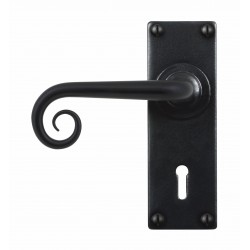 Stonebridge FB1072 Curl Lever on Lock/Keyhole Backplate Armor-Coat® Flat Black