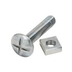 M8 x 80mm Roofing Bolts c/w Nut Zinc Plated