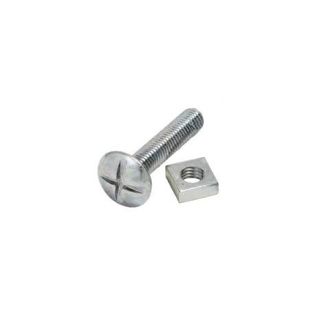 M8 x 60mm Roofing Bolts c/w Nut Zinc Plated