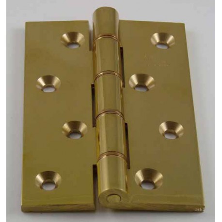 Jedo 102mm x 76mm x 4mm Double Phosphor Bronze Washered Butt Hinge Polished Brass