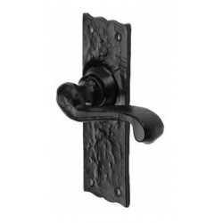 Trent Scroll Lever Handle On  - Latch Backplate - Black Antique