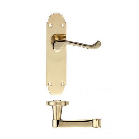 Scroll Lever Latch Door Handle Polished Brass
