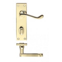 Victorian Scroll Lever Bathroom Door Handle Polished Brass