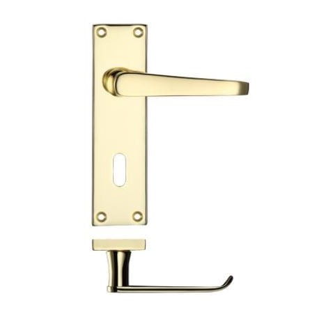 Victorian Straight Lever Lock Door Handle Polished Brass