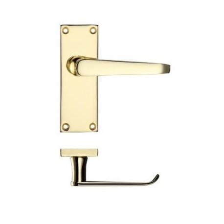 Victorian Straight Lever Latch Door Handle Polished Brass