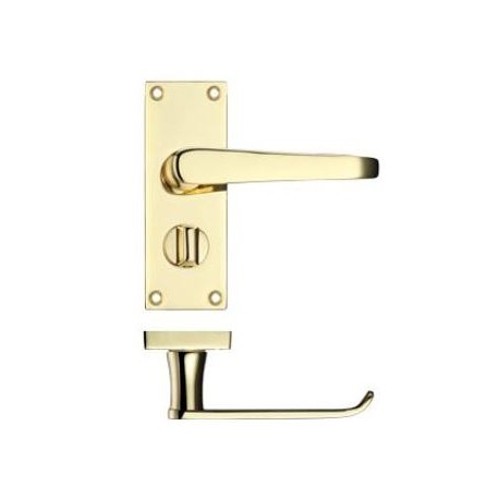 Victorian Straight Lever Privacy Door Handle Polished Brass