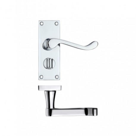 Victorian Scroll Lever Privacy Door Handle Polished Chrome