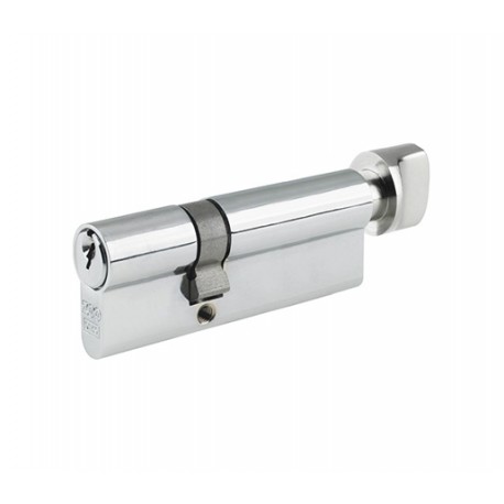 5 Pin 35mm x 35mm Anti Pick & Drill Europrofile Cylinder & Turn Keyed To Differ - Polished Chrome