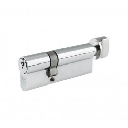 5 Pin 50mmx 50mm Anti Pick & Drill  - Europrofile Cylinder & Turn Keyed To Differ - Polished Chrome