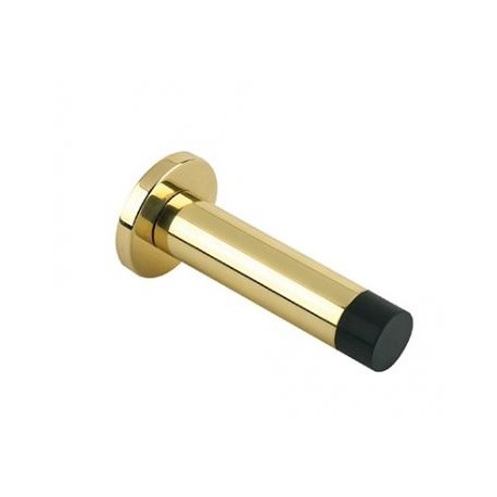 70mm Wall Mounted Cylinder Door Stop c/w Concealed Fix Rose Polished Brass