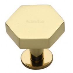 Heritage Brass 32mm Hexagon Cabinet Knob With Rose Polished Brass