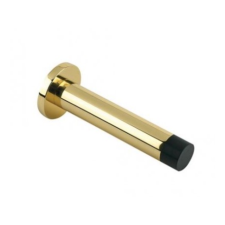80mm Wall Mounted Cylinder Door Stop c/w Concealed Fix Rose Polished Brass