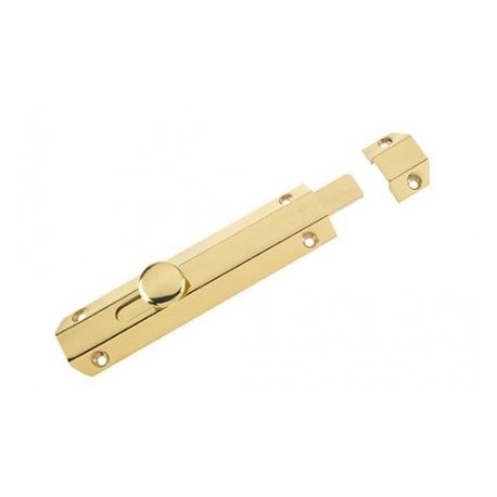 150mm Surface Mounted Door Bolt Polished Brass