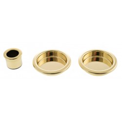 AGB Sliding Door Flush Pull Round Polished Brass