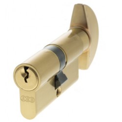 AGB 5 Pin 30mm x 30mm Euro Profile Key To Turn Cylinder Satin Brass