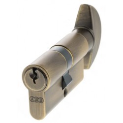 AGB 5 Pin 30mm x 30mm Euro Profile Key To Turn Cylinder Matt Antique Brass