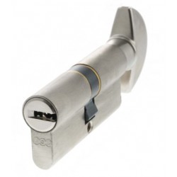 AGB 15 Pin 35mm x 35mm Euro Profile Key To Turn Cylinder Satin Chrome