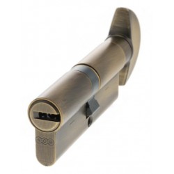 AGB 15 Pin 40mm x 40mm Euro Profile Key To Turn Cylinder Matt Antique Brass