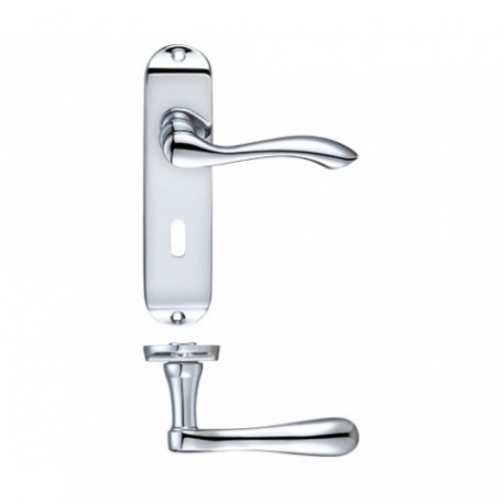 Project Arundel Lever Handle On     175mm x 42mm Lock Profile Backplate - Polished Chrome