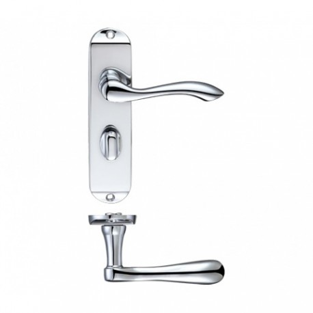 Project Arundel Lever Handle On 175mm x 42mm Bathroom Backplate Polished Chrome