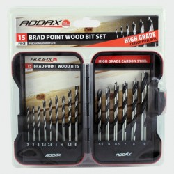 Addax Carbon Steel 15 Piece Brad Point Wood Bit Set (3mm to 10mm)