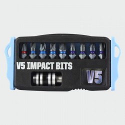 V5 Extreme Impact Mixed 10 Piece Set of Screwdriver Bits c/w Hex Quick Relase Adapter