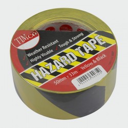 PVC Hazard Tape - 50 x 33Mtr - Black/Yellow