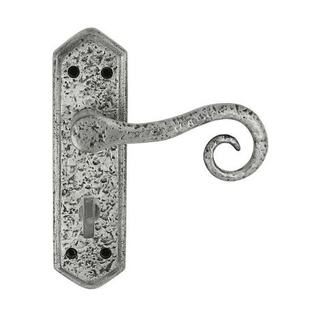 Royal Hand Forged Lever Bathroom Door Handle Pewter