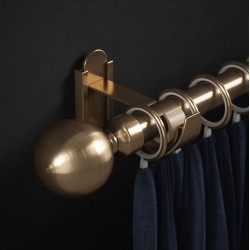 Rothley 1219mm Curtain Pole Kit Solid Orb Finial 2 Brackets Curtain Rings Antique Brass