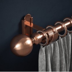 Rothley 1219mm Curtain Pole Kit Solid Orb Finial 2 Brackets Curtain Rings Antique Copper