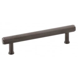 Alexander & Wilks 128mm Crispin Reeded T-bar Cupboard Pull Handle Dark Bronze PVD