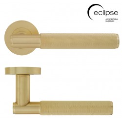Eclipse Insignia Knurled Lever Door Handle On Rose Satin Brass