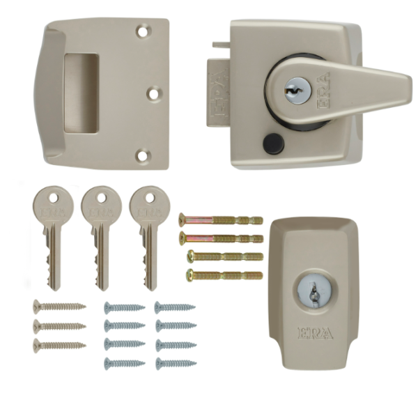 ERA 40mm Double Locking High Security British Standard Nightlatch Satin Nickel
