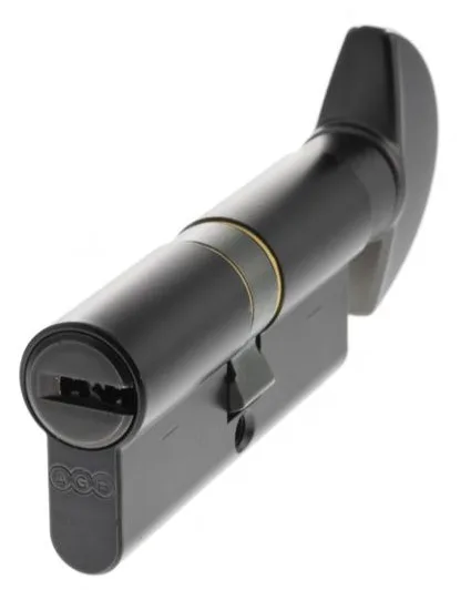 AGB 15 Pin 35mm x 35mm Euro Profile Key To Turn Cylinder Matt Black