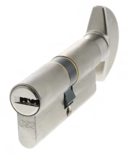 AGB 15 Pin 35mm x 35mm Euro Profile Key To Turn Cylinder Satin Chrome