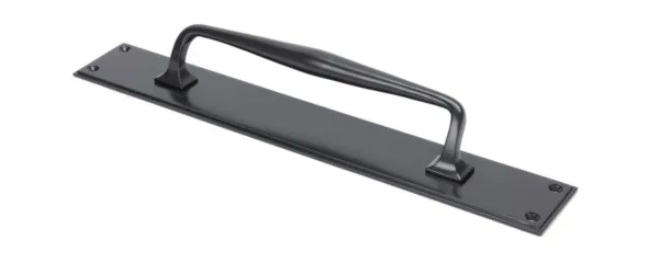 From The Anvil Aged Bronze 425mm Art Deco Pull Handle on Backplate