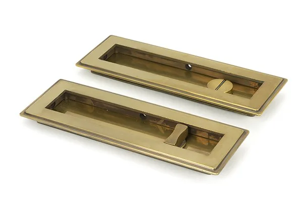 From The Anvil Aged Brass 175mm Art Deco Rectangular Pull Privacy Set