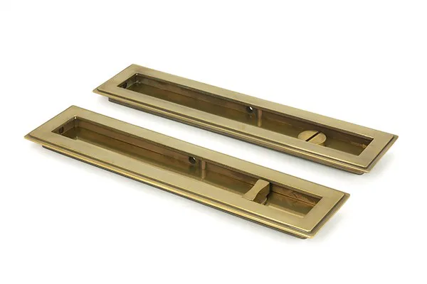 From The Anvil Aged Brass 250mm Art Deco Rectangular Pull Privacy Set