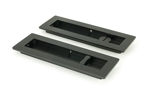 From The Anvil Matt Black 175mm Plain Rectangular Pull Privacy Set